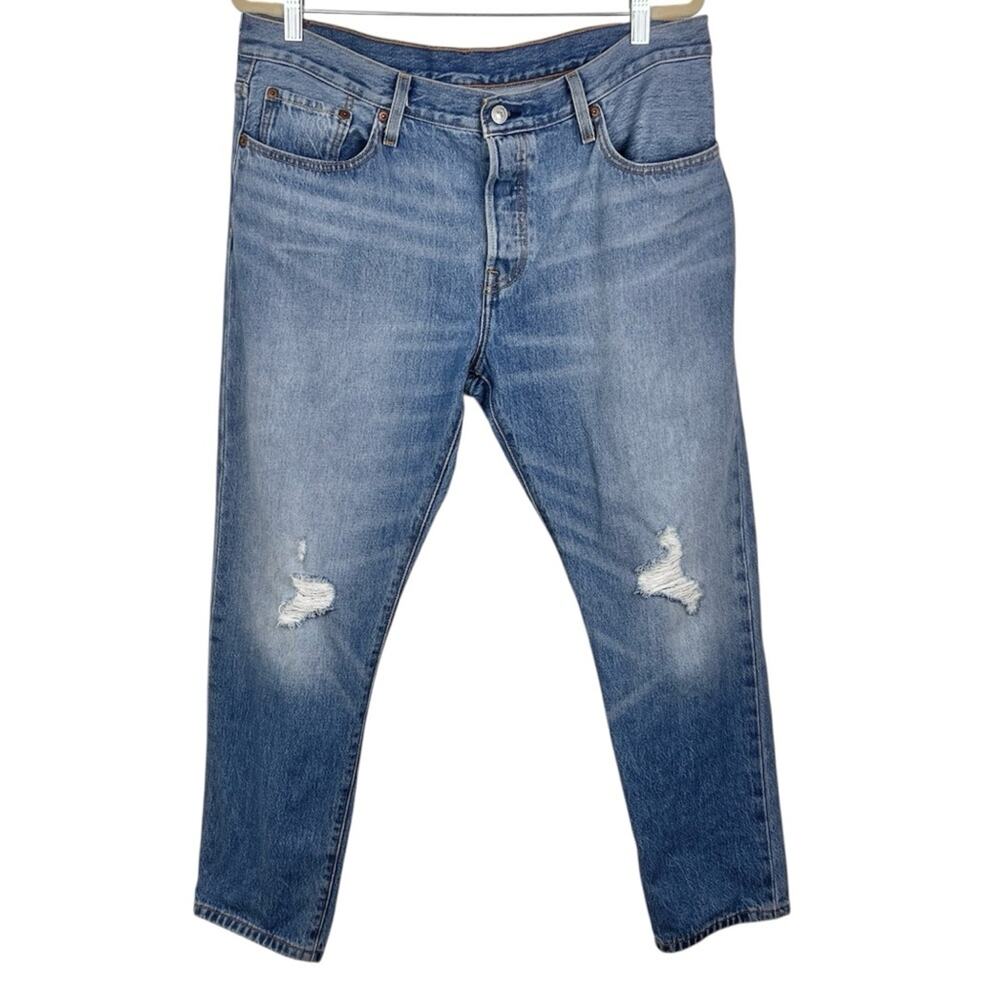 Levi’s 501 CT Tapered Button Fly Jeans 32x28 Distressed Medium Wash
